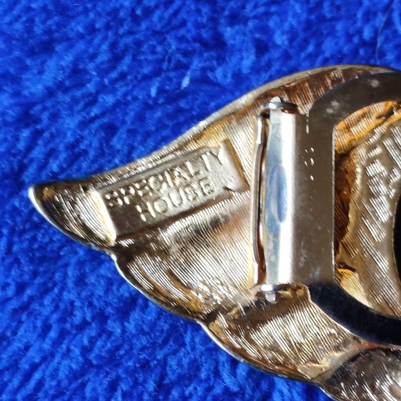 Vintage Specialty House Wing Black Faux Onyx Cabochon Dress Scarf Clip - Picture 5 of 9